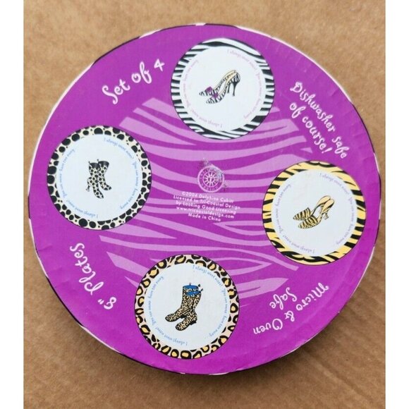 2004 Delphine Cubitt Salad Plates Tapas Appetizer Desert Shoe Boot Design Set 4 - Picture 11 of 14